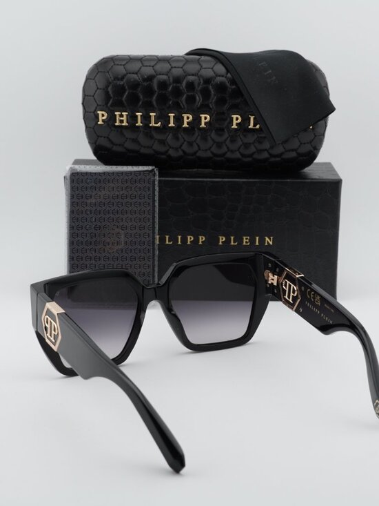 Philipp Plein SPP160 0700 Square Sunglasses – Black / Grey main image 7